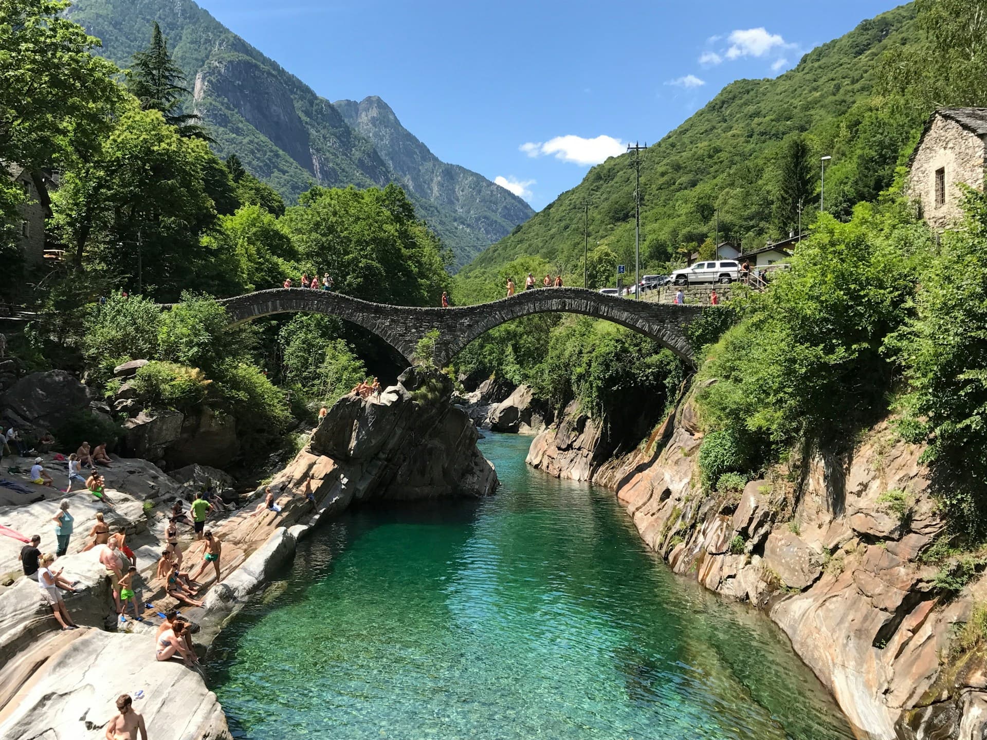 Driving through Southern Switzerland in a convertible